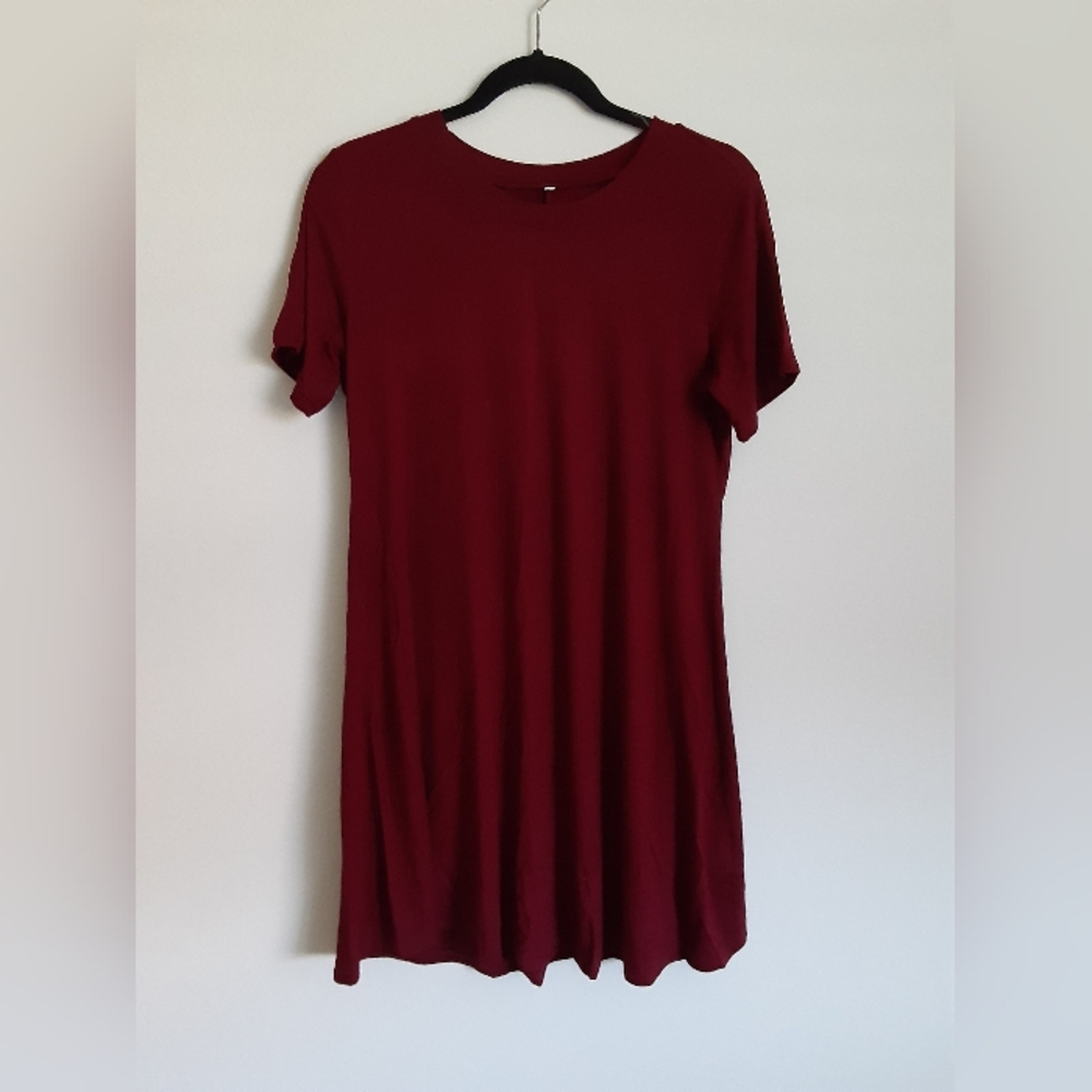 Maroon T-shirt dress. Size Medium